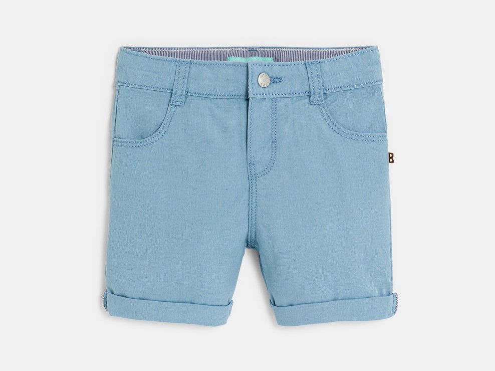Bermuda droit coton fantaisie bleu clair bébé garçon 1