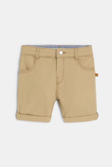 Baby boy's light beige patterned cotton Bermuda shorts