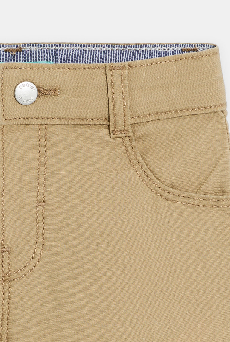 Baby boy's light beige patterned cotton Bermuda shorts