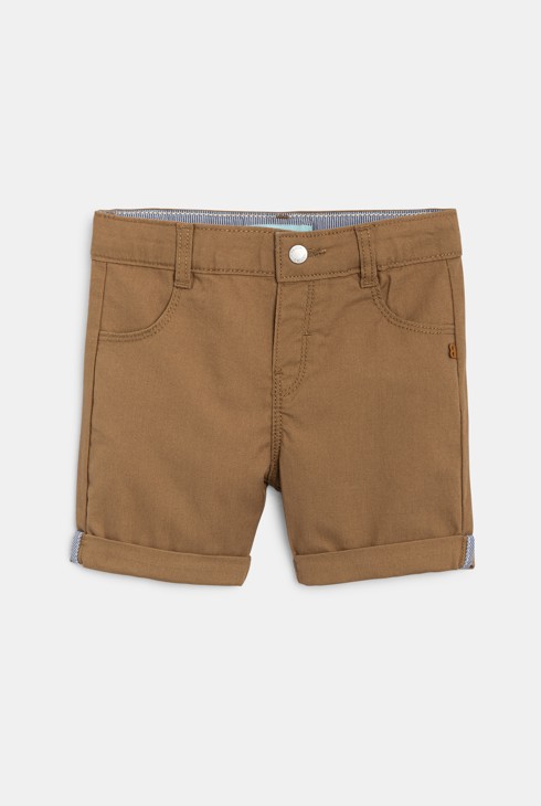 Baby boy's brown patterned cotton straight-cut Bermuda shorts 2