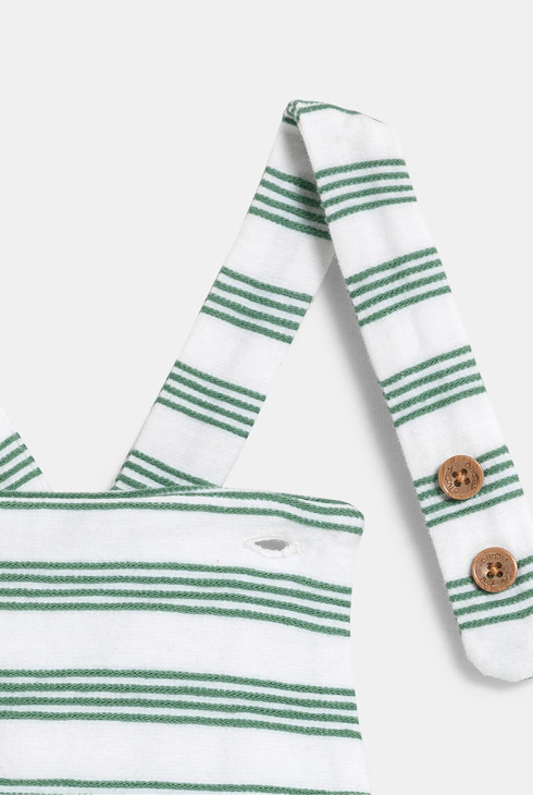 Barboteuse rayée vert bébé garçon