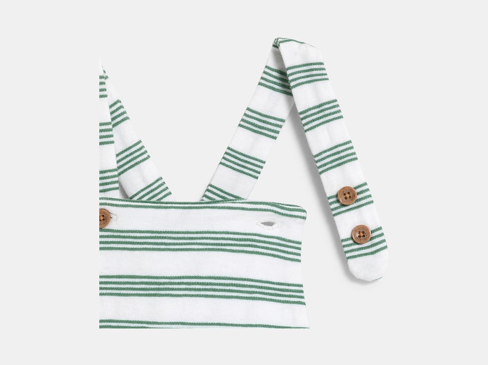 Gestreifter Baby-Strampler in Grün für Jungen 2