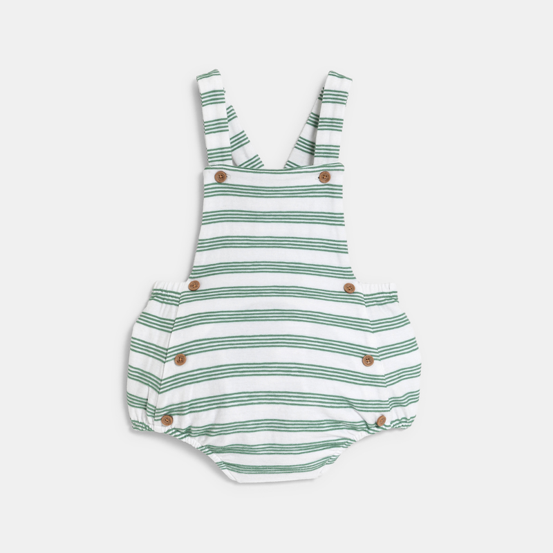 Gestreifter Baby-Strampler in Grün für Jungen