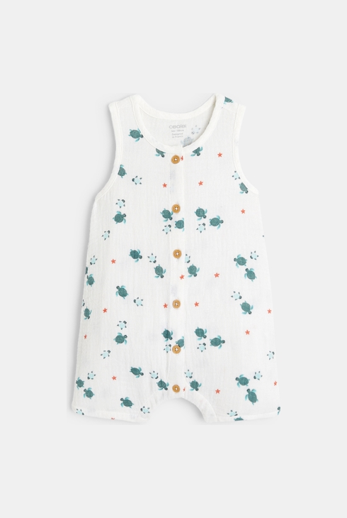 Combinaison courte tortue blanc bébé garçon 1
