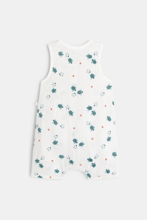 Combinaison courte tortue blanc bébé garçon 2