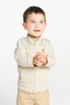 Beige Baby-Weste aus gefüttertem Jersey mit Reißverschluss und Tigermotiv für Jungen 1