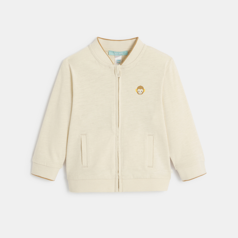 OBAIBI - Gilet zippé jersey doublé tigre beige bébé garçon - Garcon -