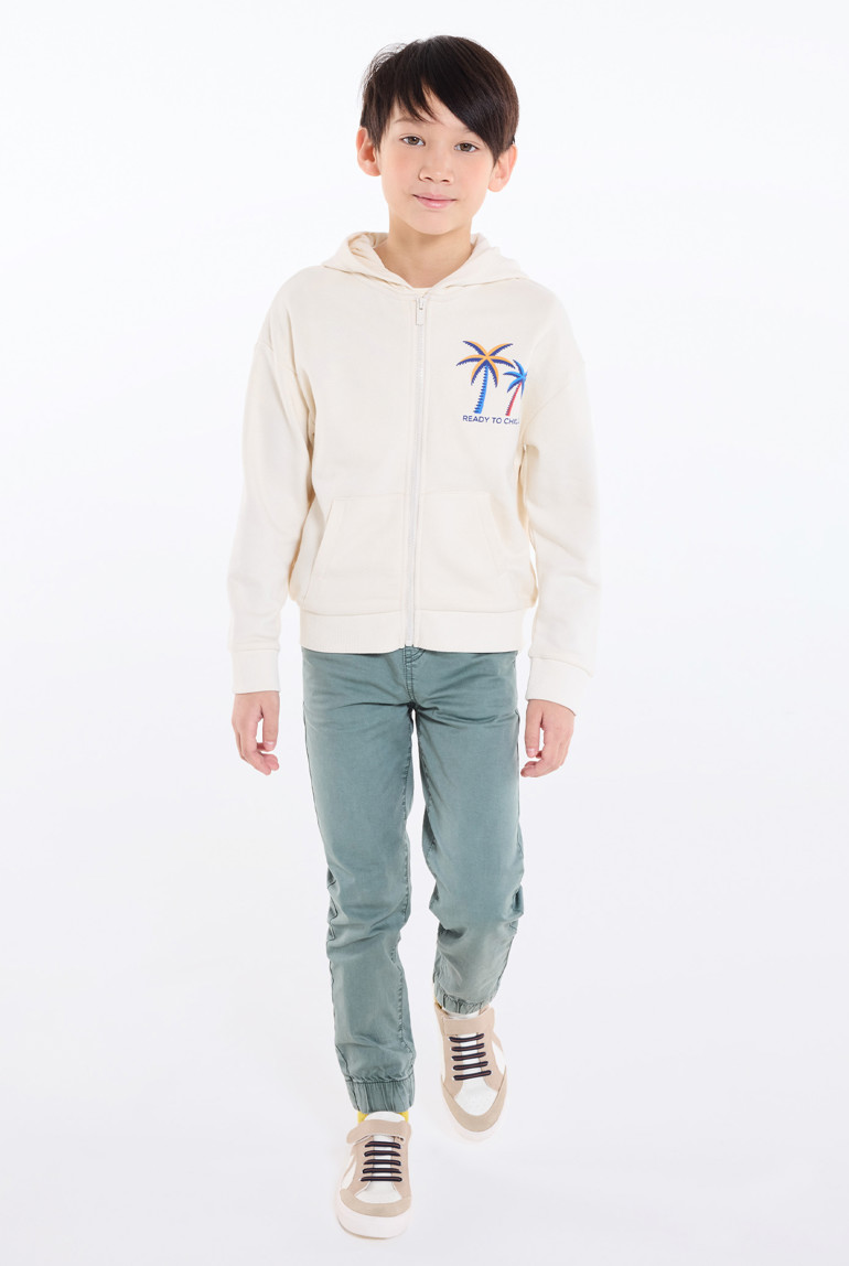 Ecrufarbener Hoodie mit Palmen-Motiv Jungen 1