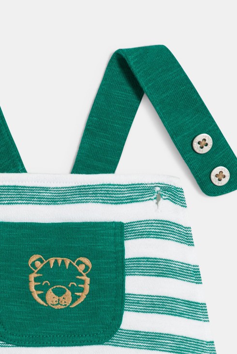 Fantovski črtast pajac iz zelenega pletiva za dojenčke 2