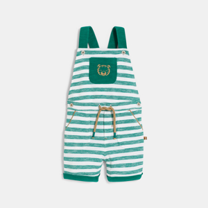 Baby boy's green striped knitted overalls 1