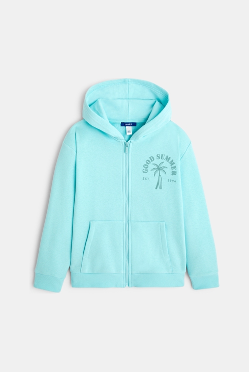 Blauer Hoodie mit Aufschrift für Jungen