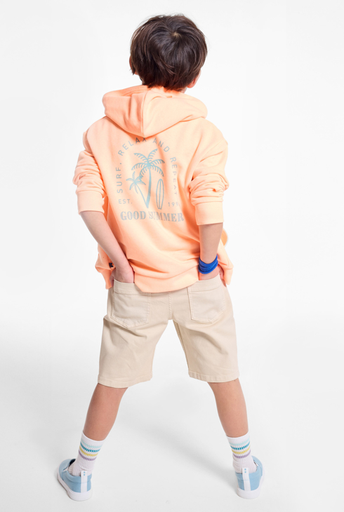 Oranger Hoodie mit Schriftzug für Jungen 1