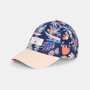 Casquette fleurie orange bébé fille