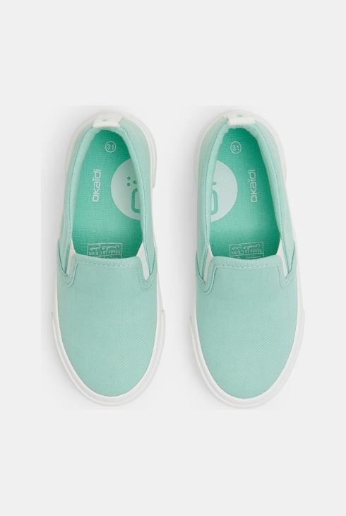 Baskets toile slip on vert garçon