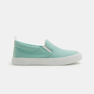 Boy's green canvas slip-on trainers 1