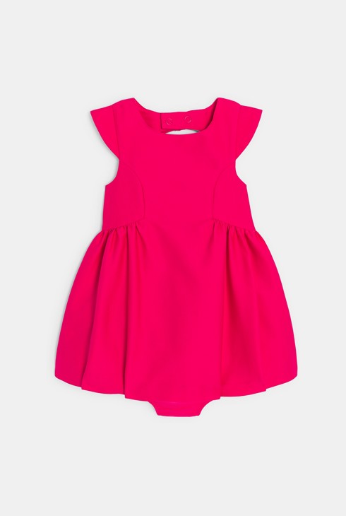 Rožnata dekliška praznična obleka iz bombaža in čanu za dojenčke 2