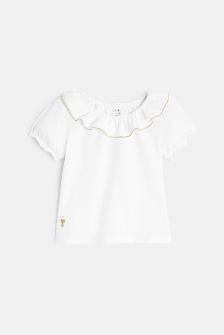 Weißes T-Shirt mit Volants Baby Mädchen 1