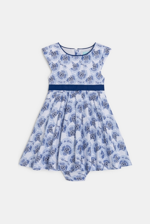 Robe chic fleurie bleu bébé fille