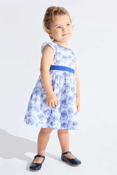 Abito chic con stampa a fiori blu neonata Okaïdi Obaïbi