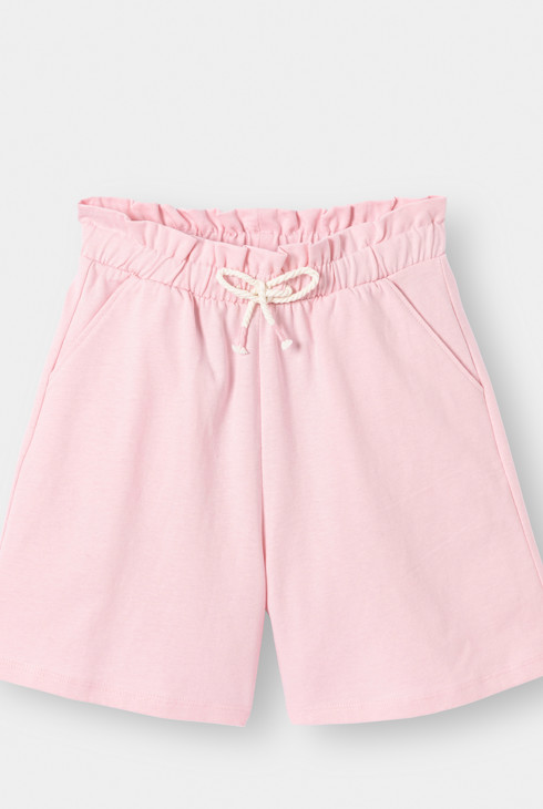 Effen roze bermuda van jersey voor meisjes 1