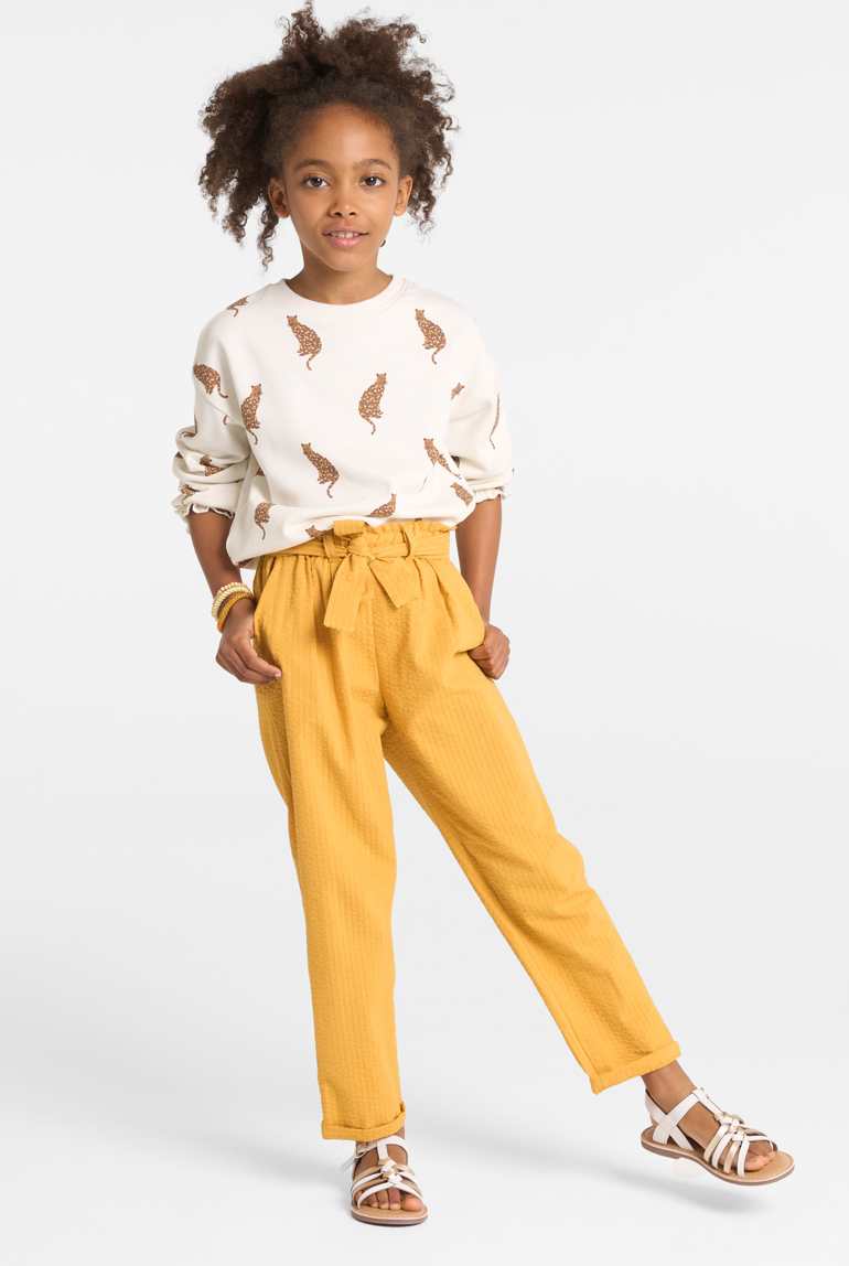 Pantalon chino uni jaune Fille 1