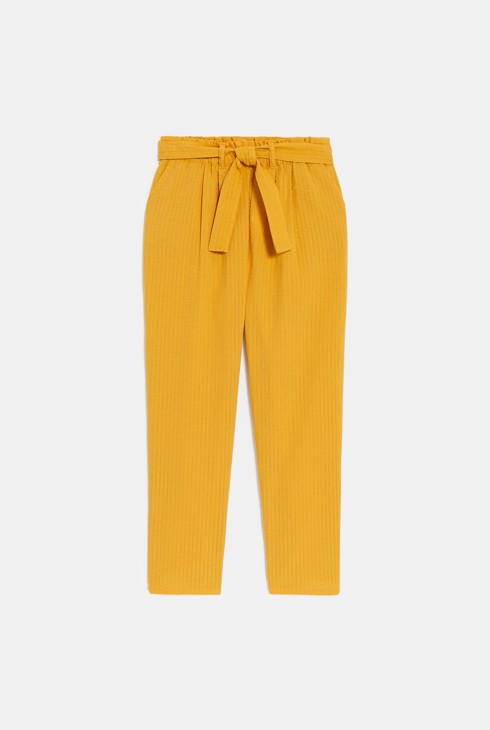 Dekliške enobarvne rumene chino hlače 2