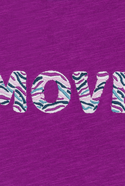 Violettes Kurzarm-T-Shirt mit Schriftzug-Stickerei Mädchen