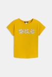 T-shirt manches courtes à message brodé jaune Fille 2