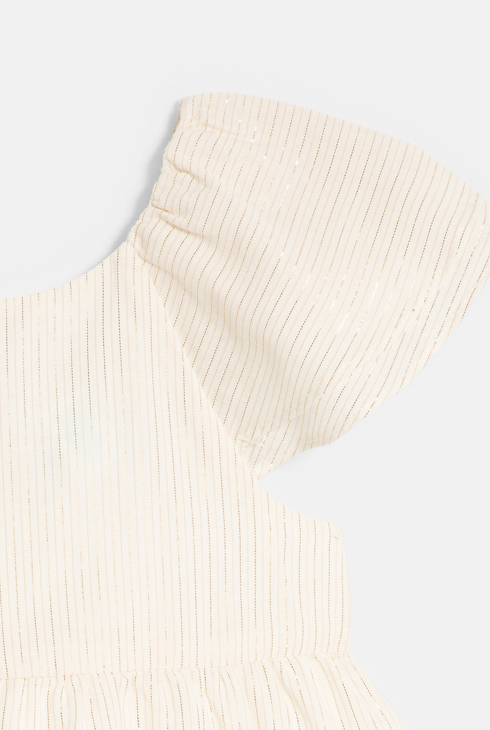 Robe chic rayures brillantes blanc bébé fille