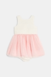 Robe chic bi-matière rose bébé fille