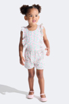 Combi short fleurie rose bébé fille 1