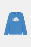 T-shirt manches longues motif dinosaure bleu Garçon