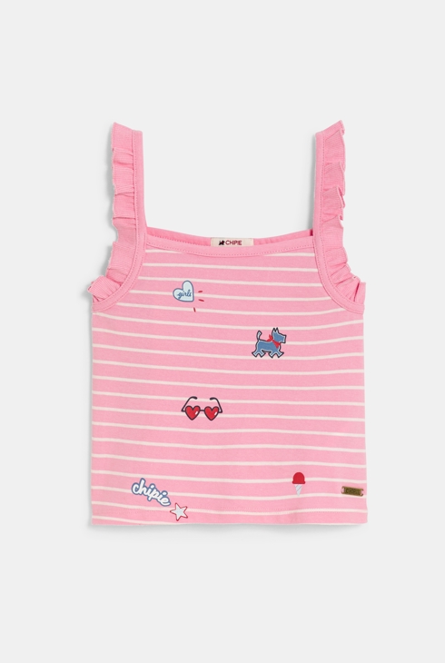 Débardeur rayé à bretelles rose fille Chipie 1