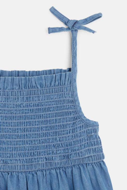 Gesmoktes Trägerkleid aus blauem Denim Mädchen Chipie