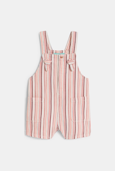 Salopette courte rayée rose bébé filles 1