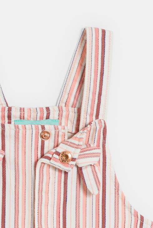 Salopette courte rayée rose bébé filles 2