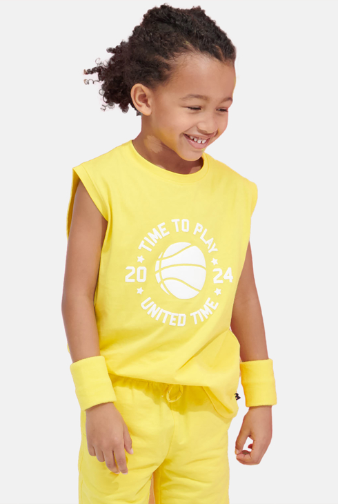 Débardeur sportswear motif placé jaune Garçon 1