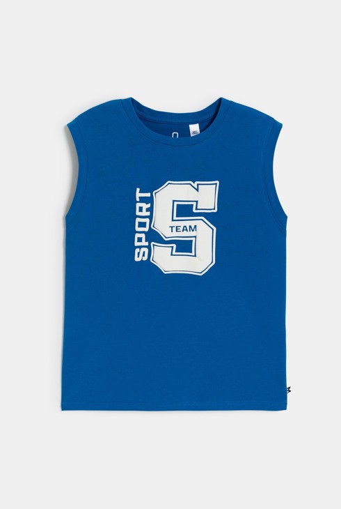 Débardeur sportswear motif placé bleu Garçon 2