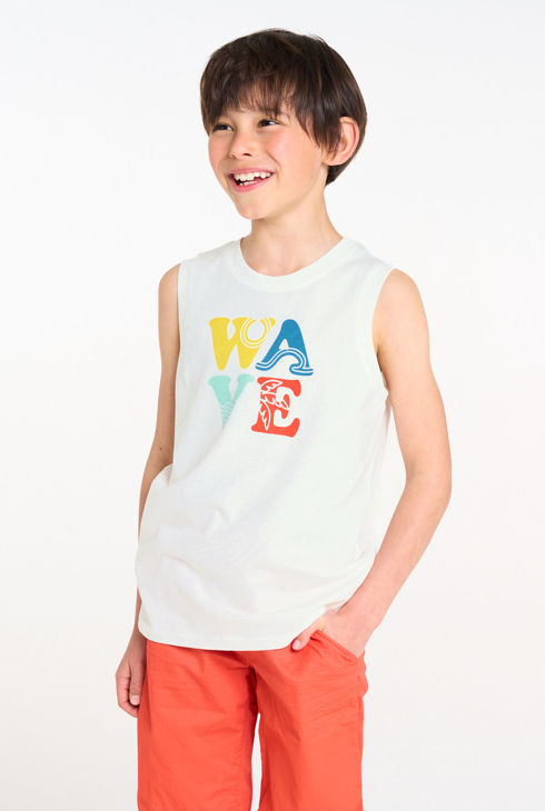 Weißes Wave-Tanktop mit Aufschrift für Jungen 1