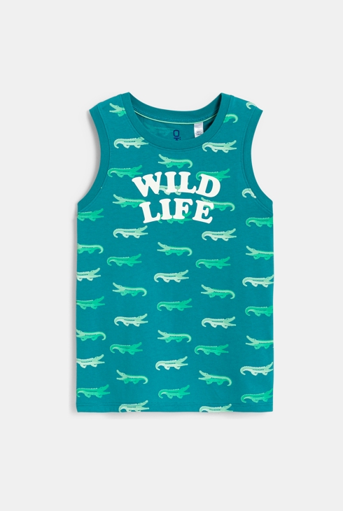 Tanktop aus bedrucktem Jersey in Entenblau für Jungen 1