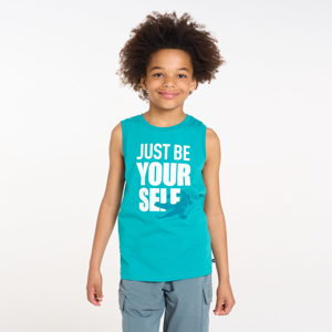 Boy's blue slogan vest top 1