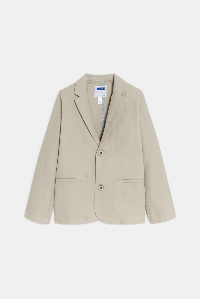 Veste de costume en coton et lin beige Garçon 1