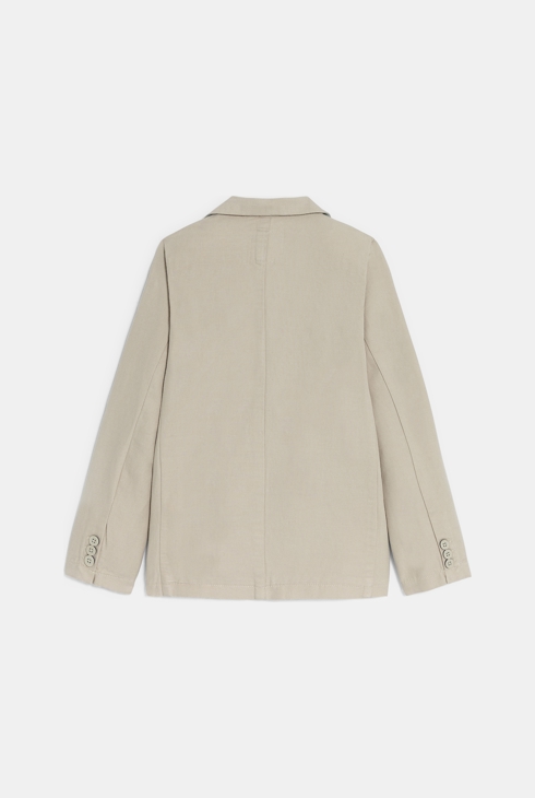 Veste de costume en coton et lin beige Garçon 2
