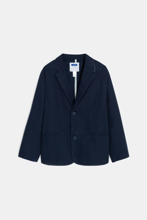 Veste de costume en coton et lin marine Garçon 2