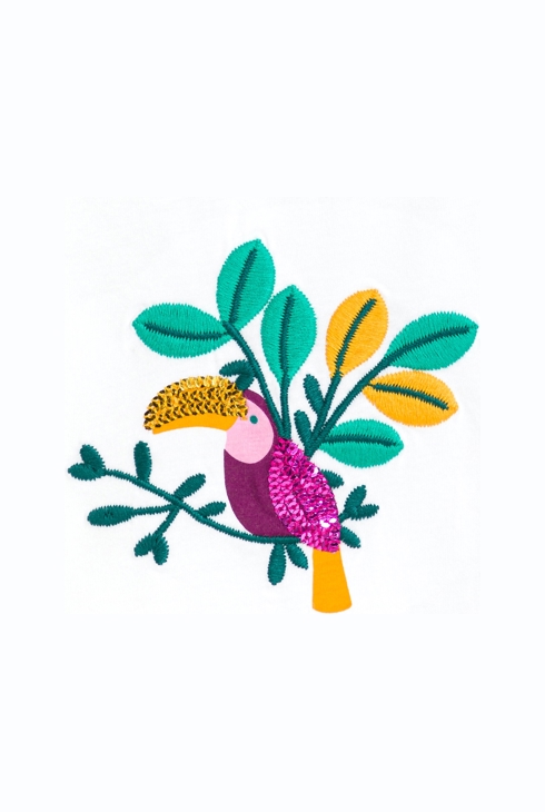 T-shirt manches volantés toucan blanc bébé fille 2