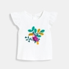 T-shirt manches volantés toucan blanc bébé fille