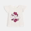 T-shirt manches volantés fleurs blanc bébé fille