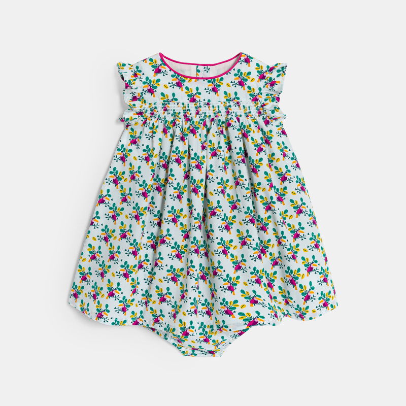 Babykleid bedruckt gesmokt geblümt für Mädchen