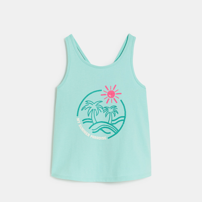 Türkisfarbenes Tanktop mit Pailletten-Motiv für Mädchen