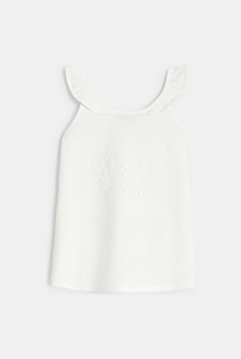 Girl's white heart motif vest top 1